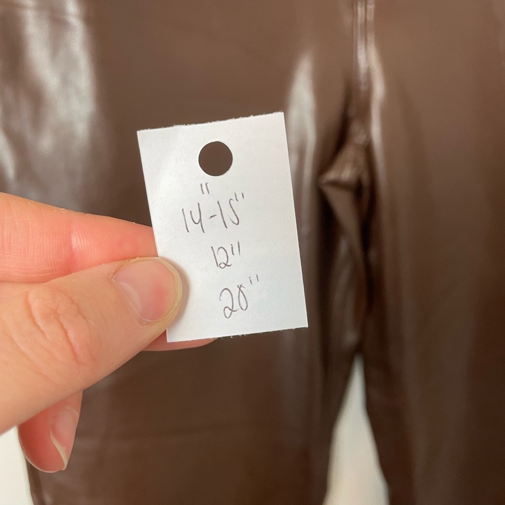 Abercrombie & Fitch Curve Love 28 6 Brown Vegan Leather Pants 90s Straight - Picture 8 of 11